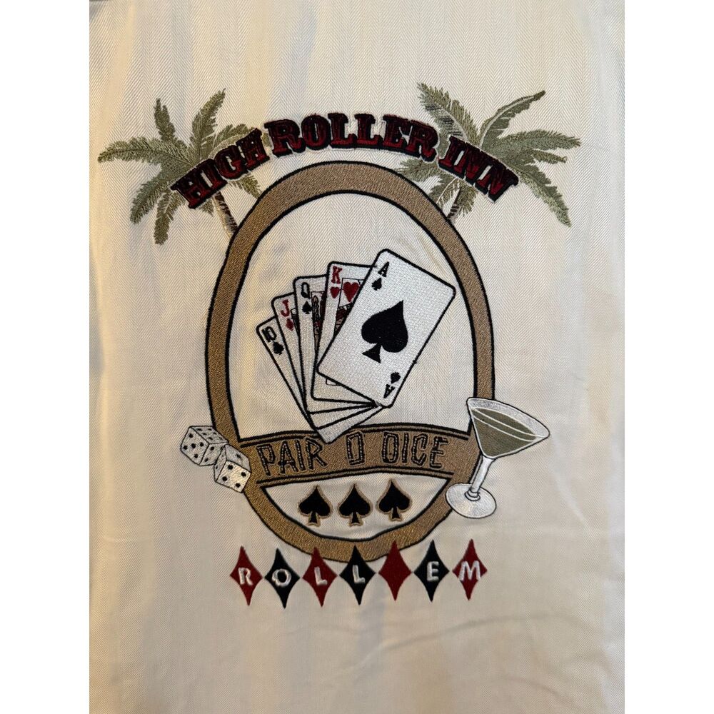 Paradise Collection 100% Silk Men's sz XL High Roller Embroidered LOGO Shirt